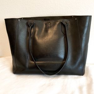 Frye Olivia Black Leather Large Tote Bag used